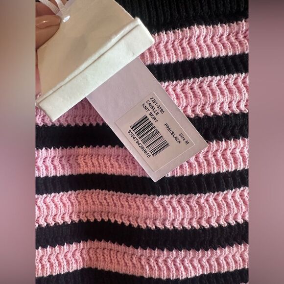 Rebecca Vallance Camille Striped Mini Skirt Pink & Black Sizr Medium NWTs - Picture 7 of 9